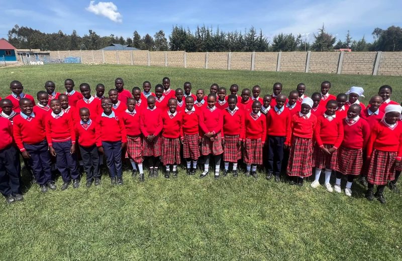 Junior school students on the school field